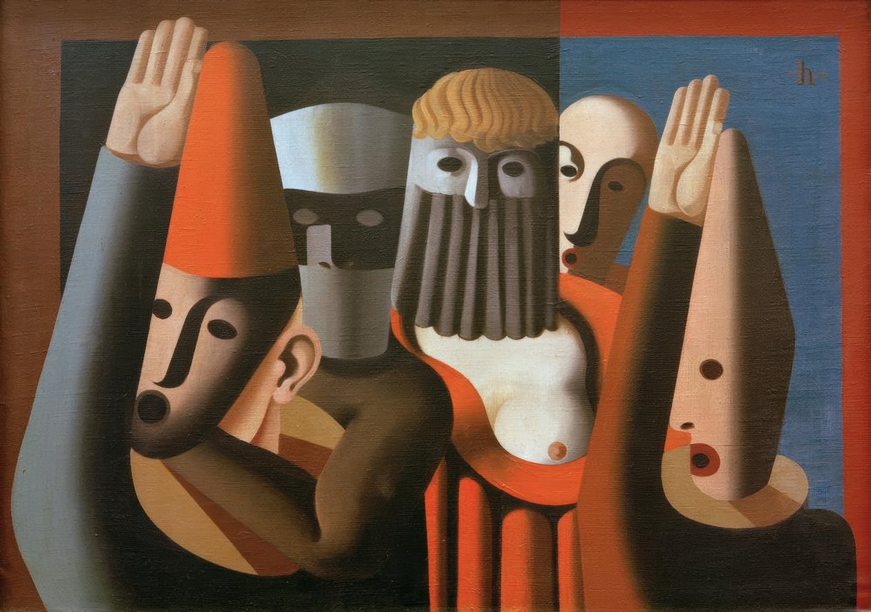 Maskers door Heinrich Hoerle