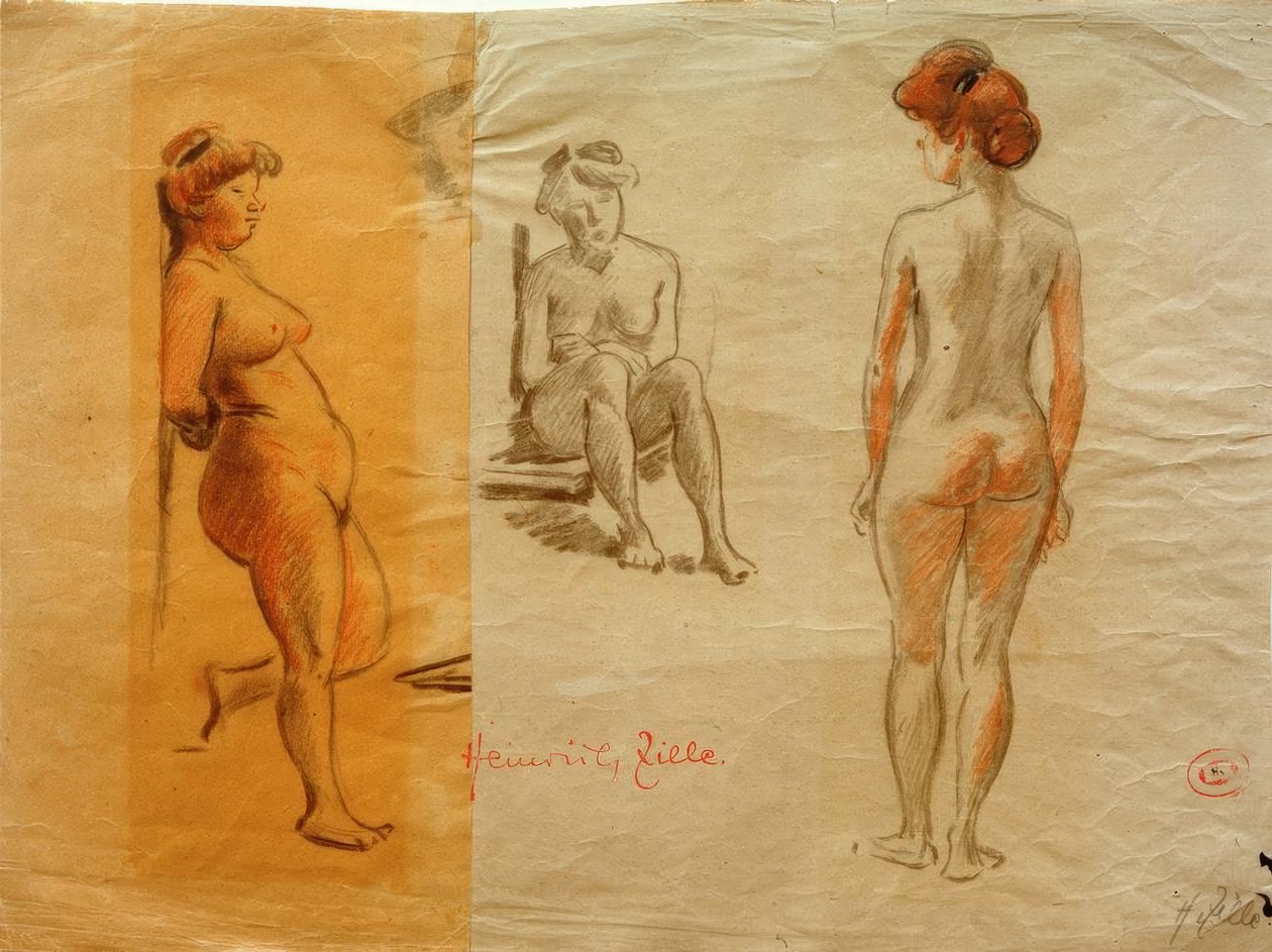 Drie naaktstudies door Heinrich Zille