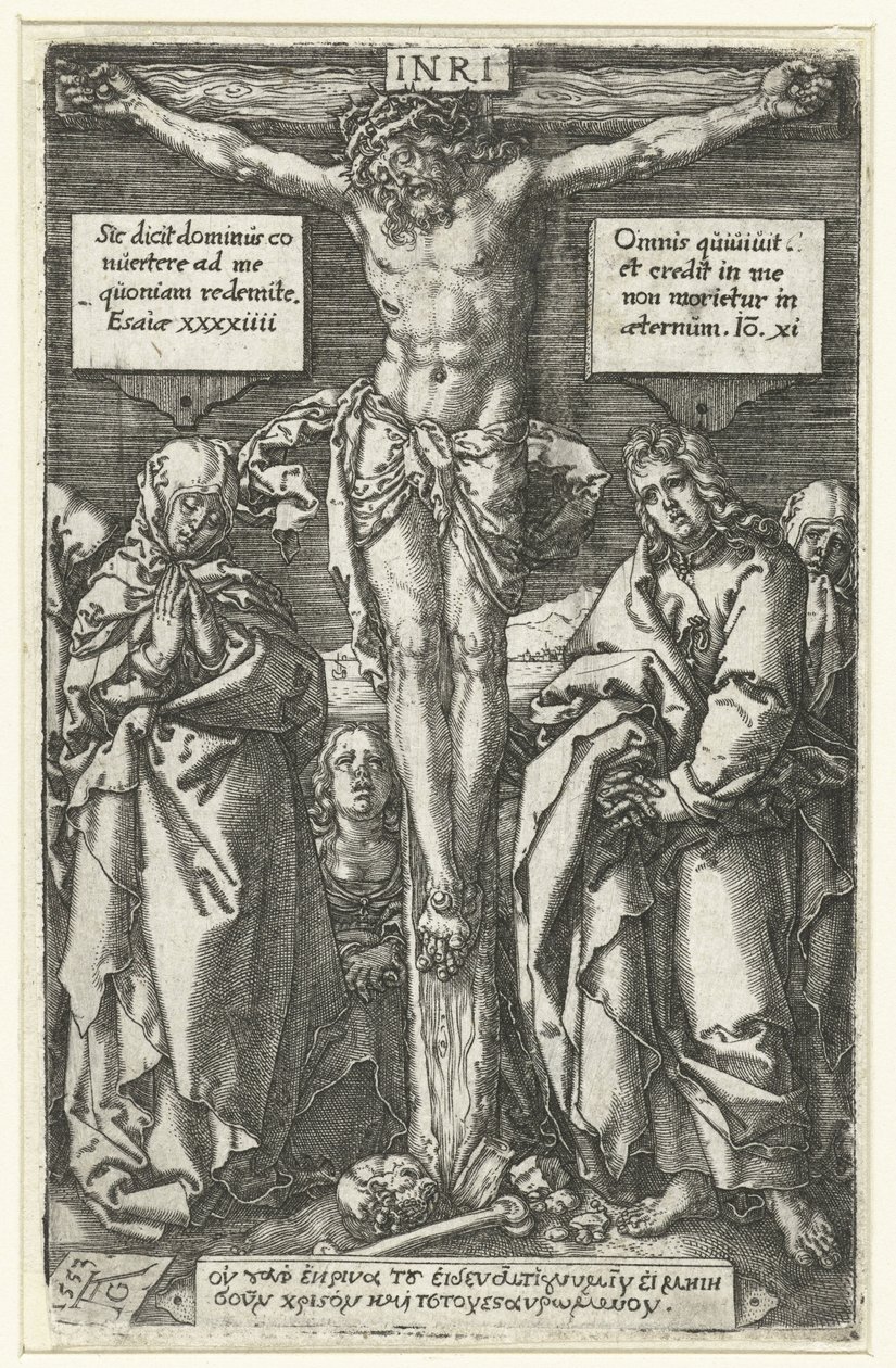 Christus aan het kruis door Heinrich Aldegrever