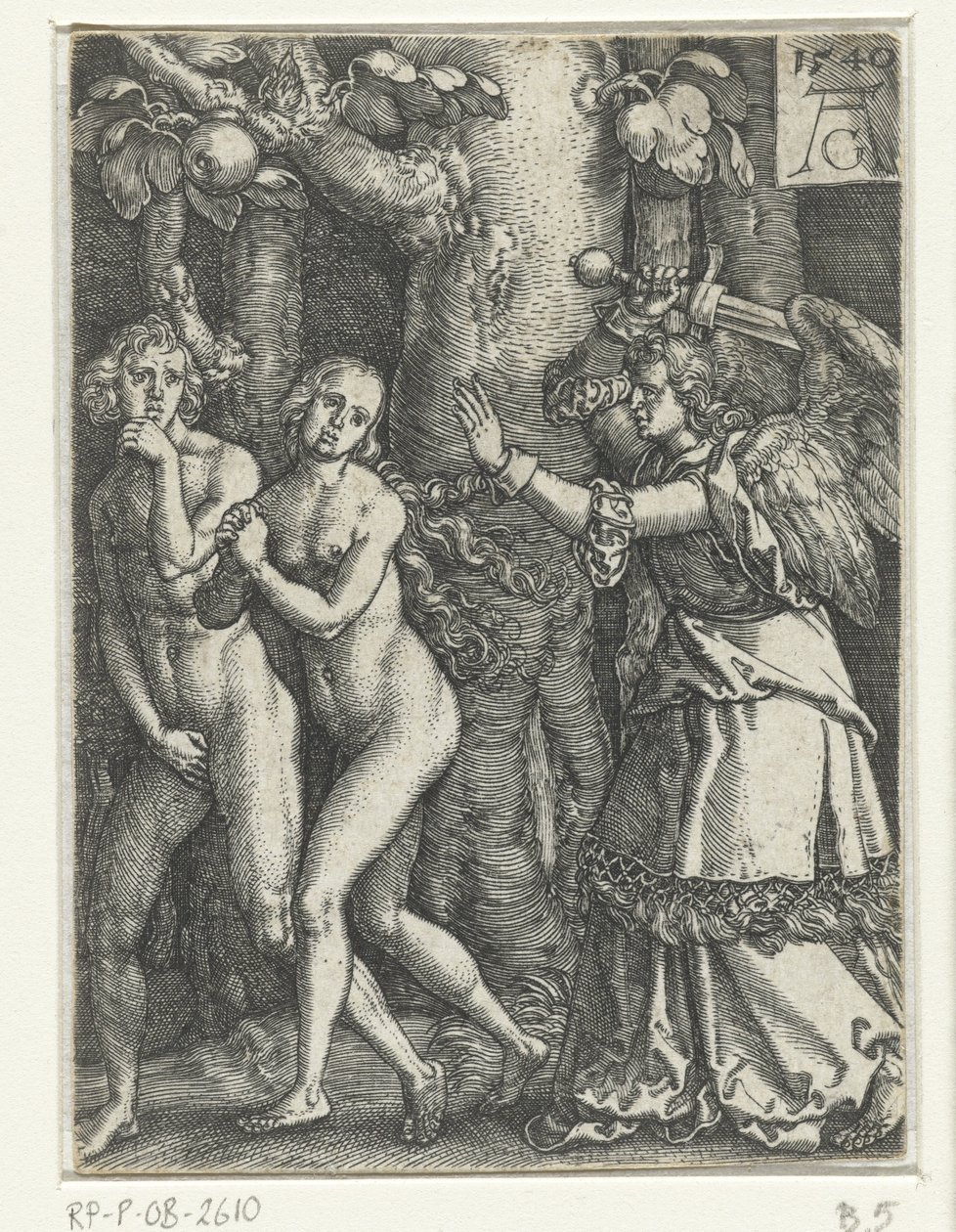 Verdrijving uit het paradijs door Heinrich Aldegrever