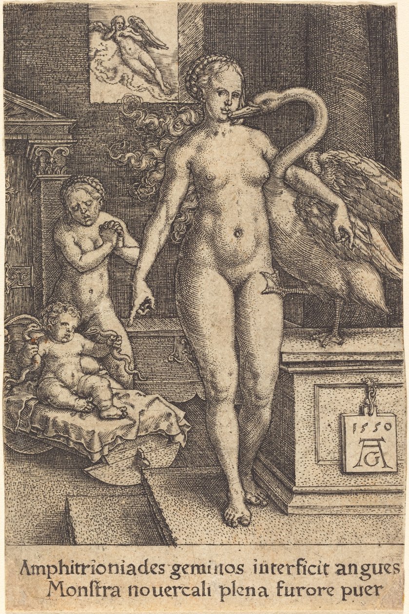 Hercules als kind door Heinrich Aldegrever