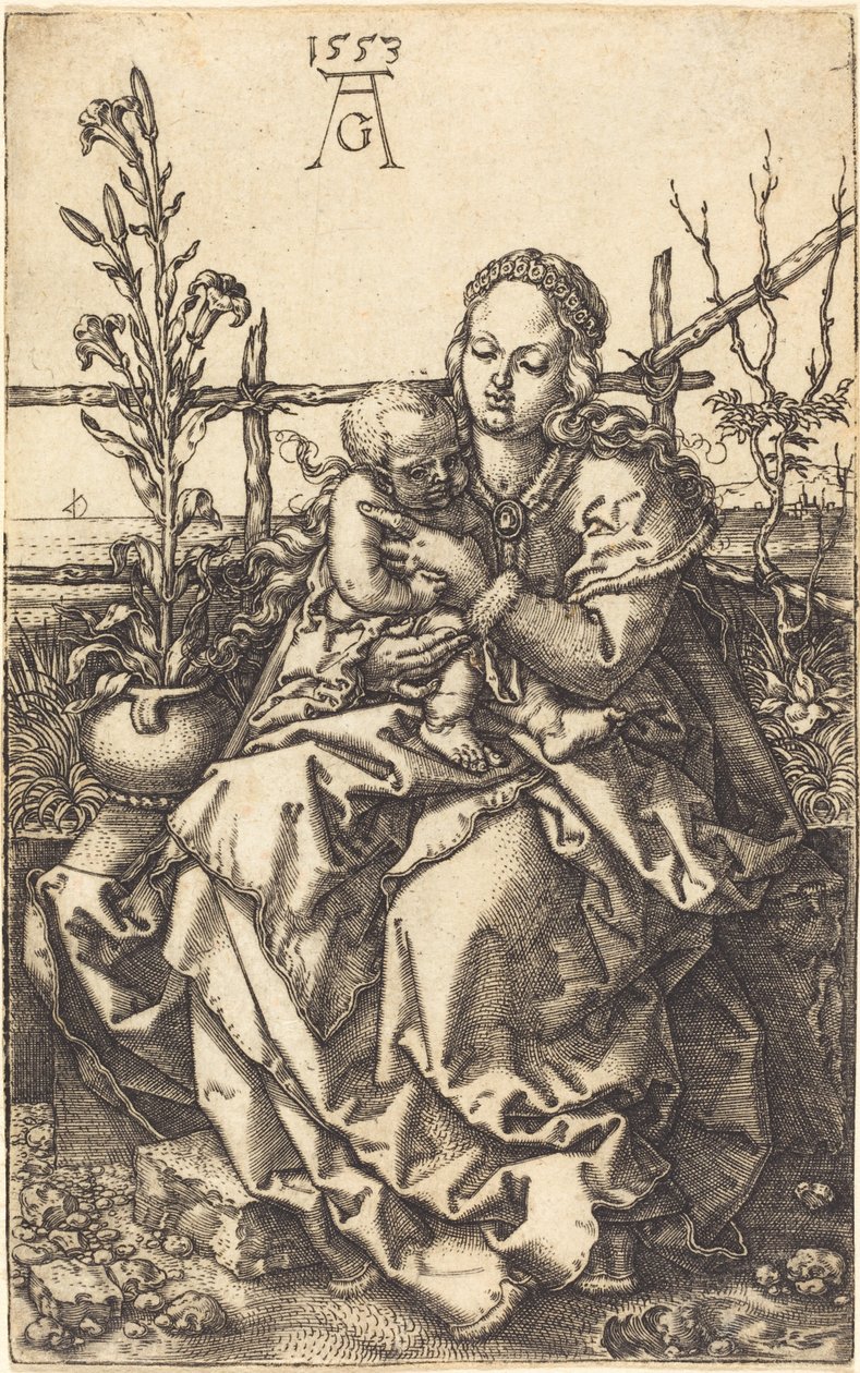 De Maagd zittend, 1553 door Heinrich Aldegrever