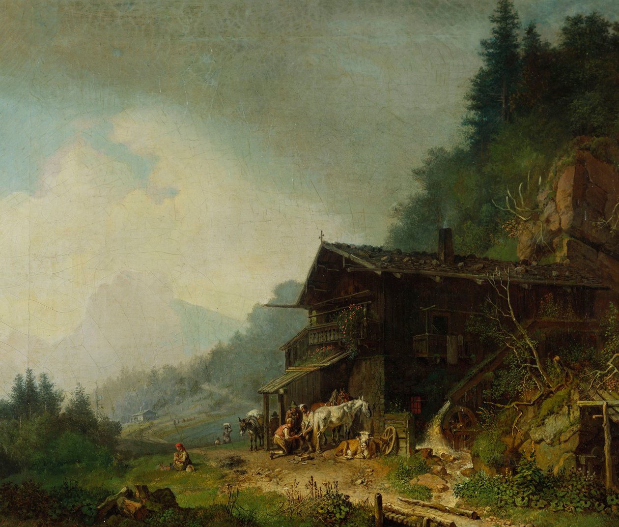Een Smidse in de Beierse Alpen door Heinrich Burkel