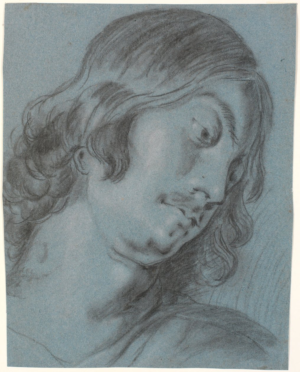 Hoofd van een jonge man, gebogen met rechts door Heinrich Dittmers