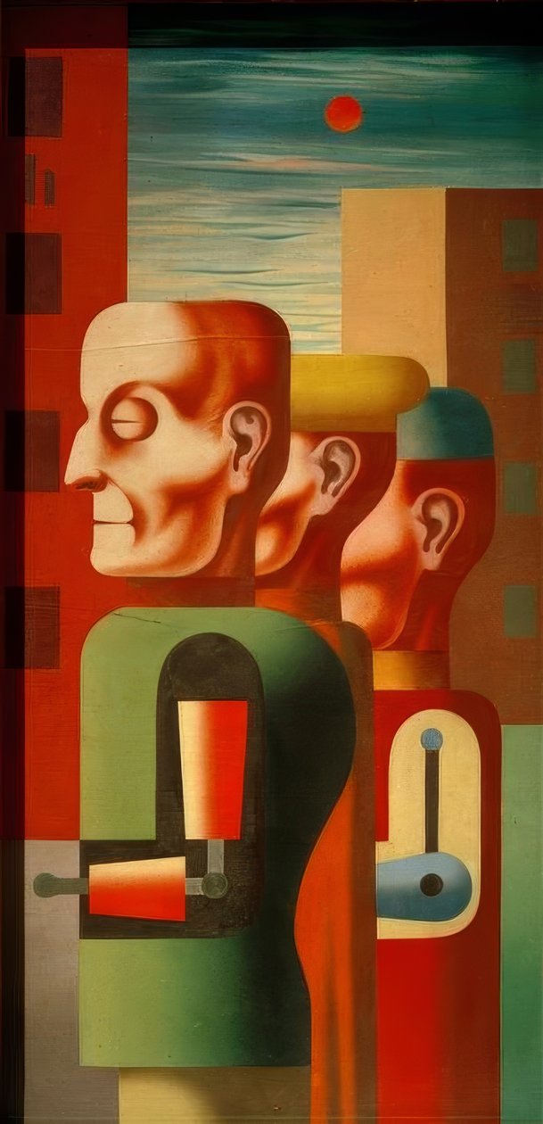 Drie invaliden door Heinrich Hoerle