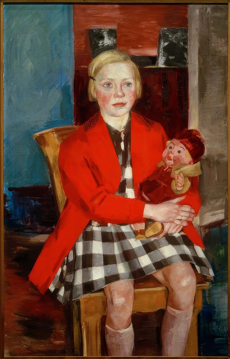 Meisje met pop (Käte Werner) door Heinrich Stegemann