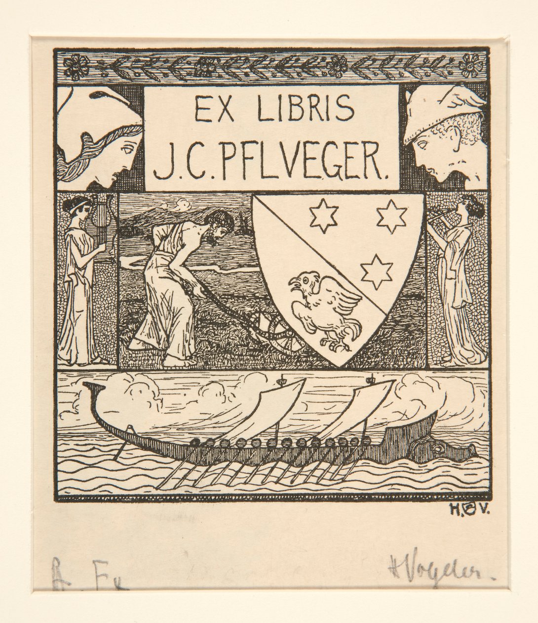 Boekplaat: J.C. Pflueger door Heinrich Vogeler