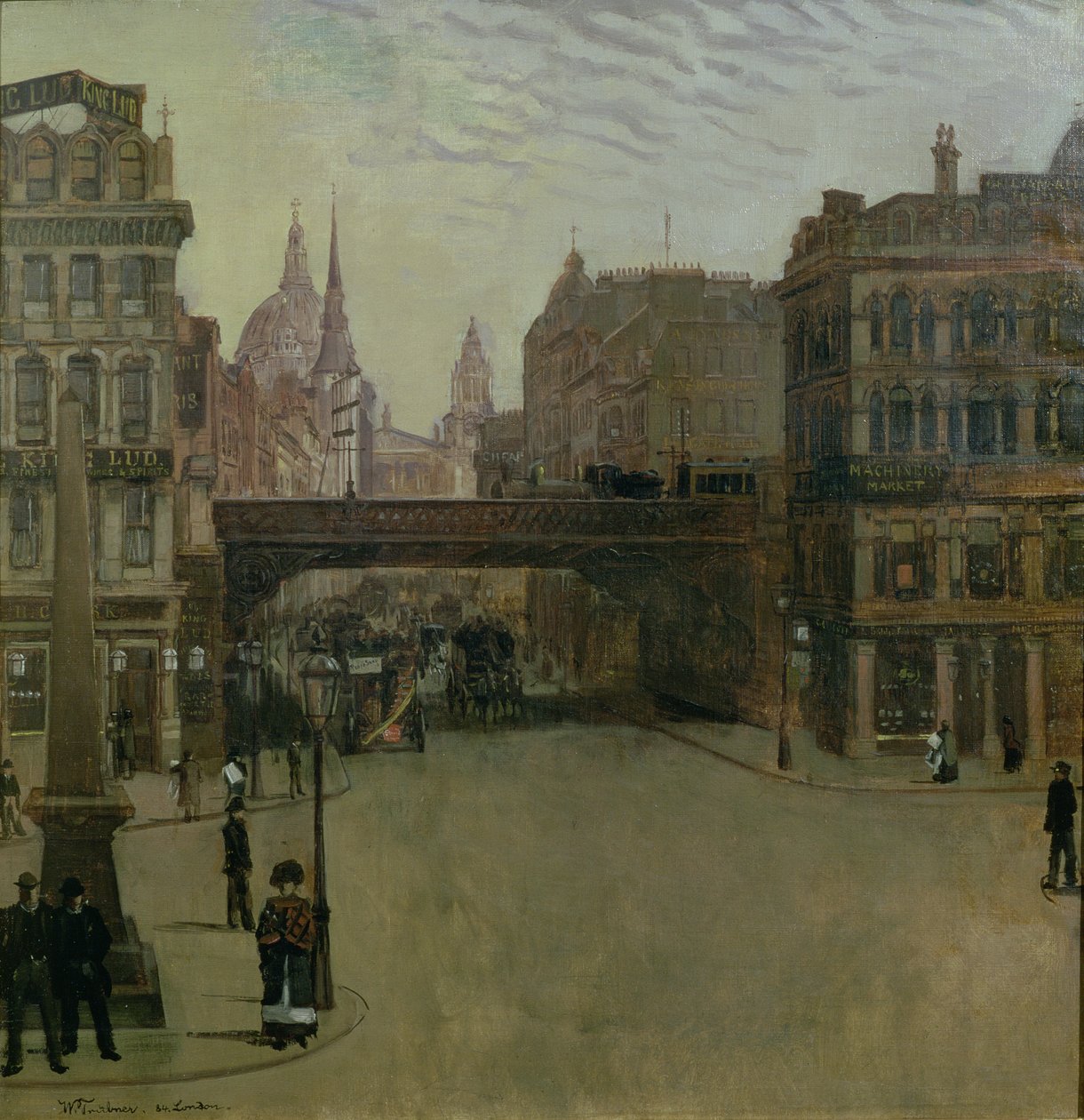 Ludgate Hill, 1884 door Heinrich Wilhelm Truebner