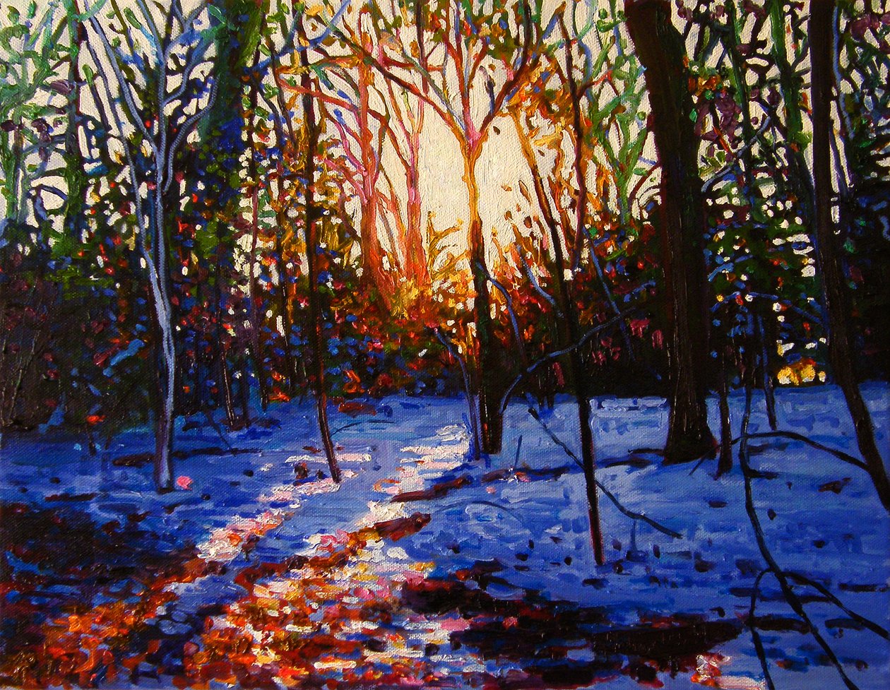 Zonsondergang op sneeuw, 2010 door Helen White