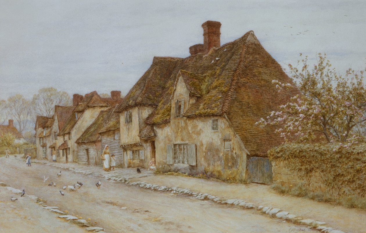 Een dorpsstraat, Kent door Helen Allingham