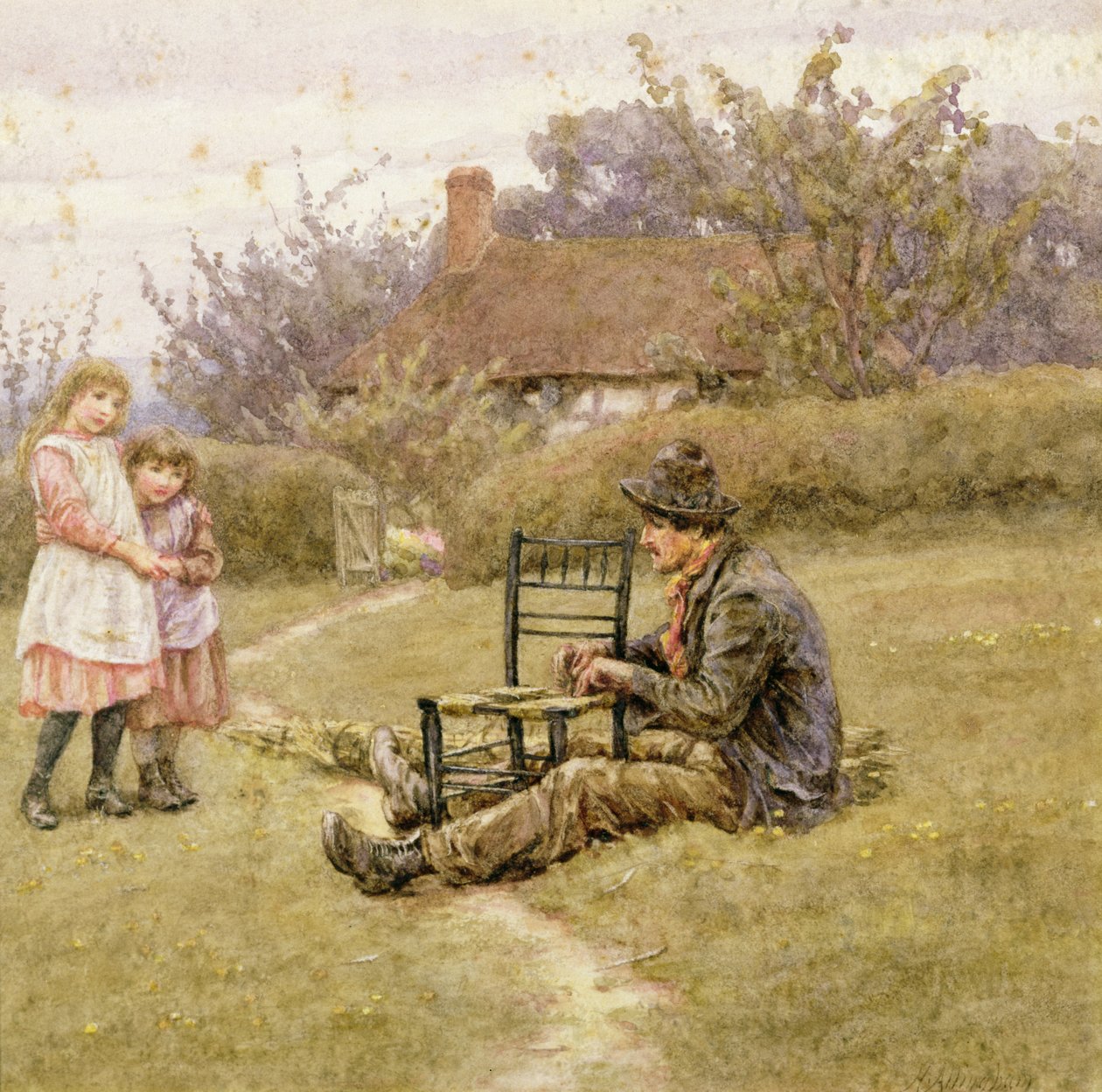 Stoelenmaker door Helen Allingham