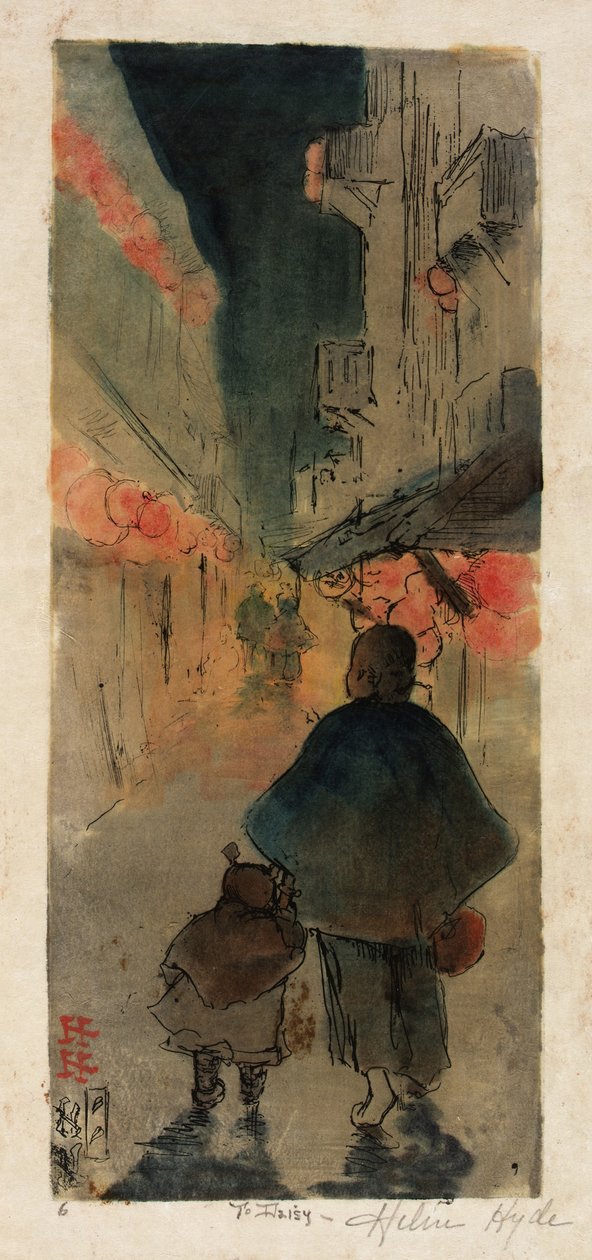 Straatje in Chinatown door Helen Hyde