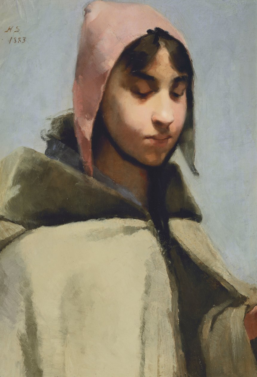 Een jong meisje in Franse plattelandskleding door Helene Schjerfbeck