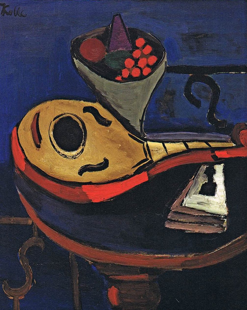Mandoline en schaal met fruit door Helmut Kolle