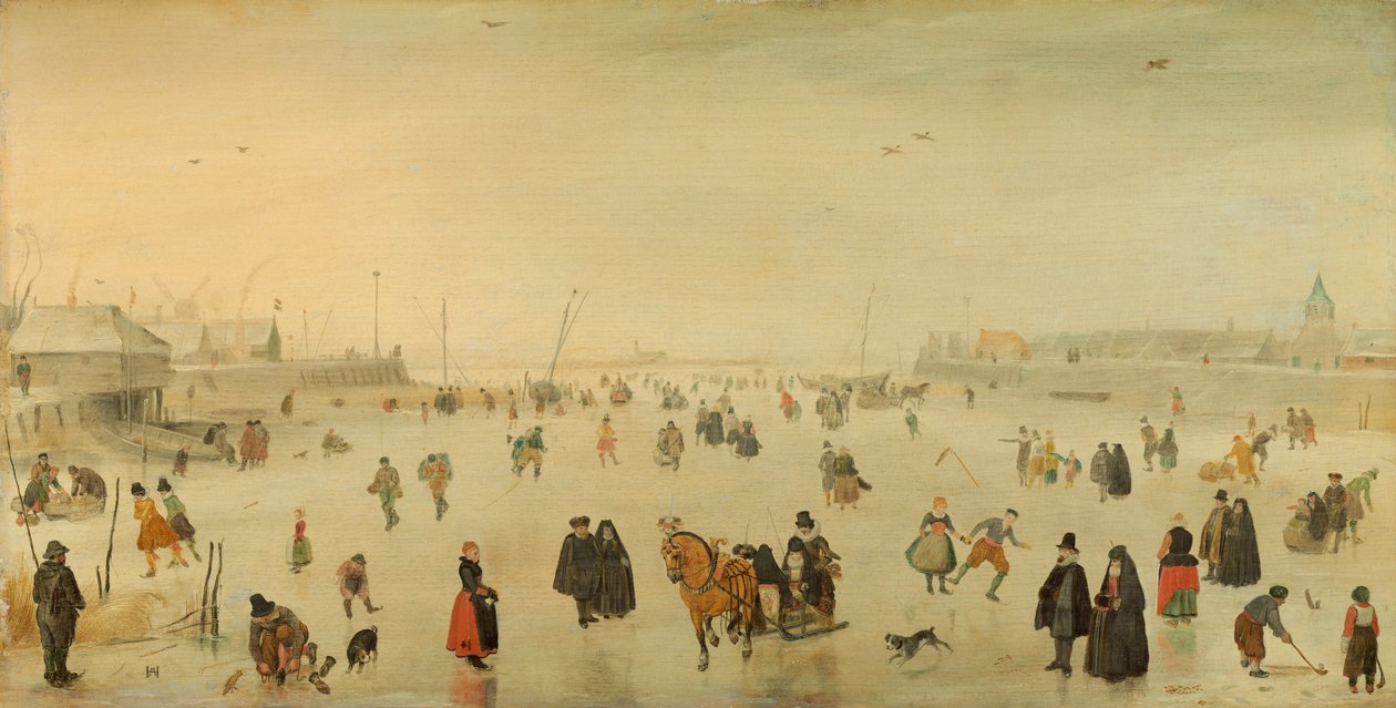 Een scène op het ijs door Hendrick Avercamp