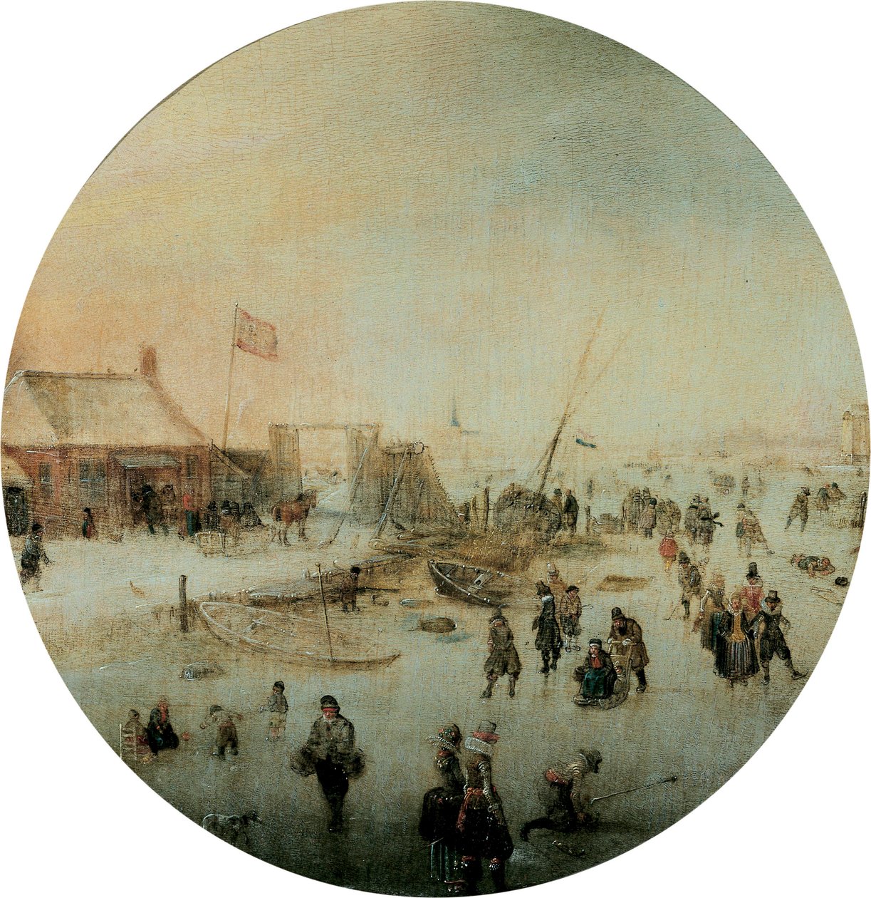 Winterlandschap met schaatsers en mensen die kolf spelen door Hendrick Avercamp