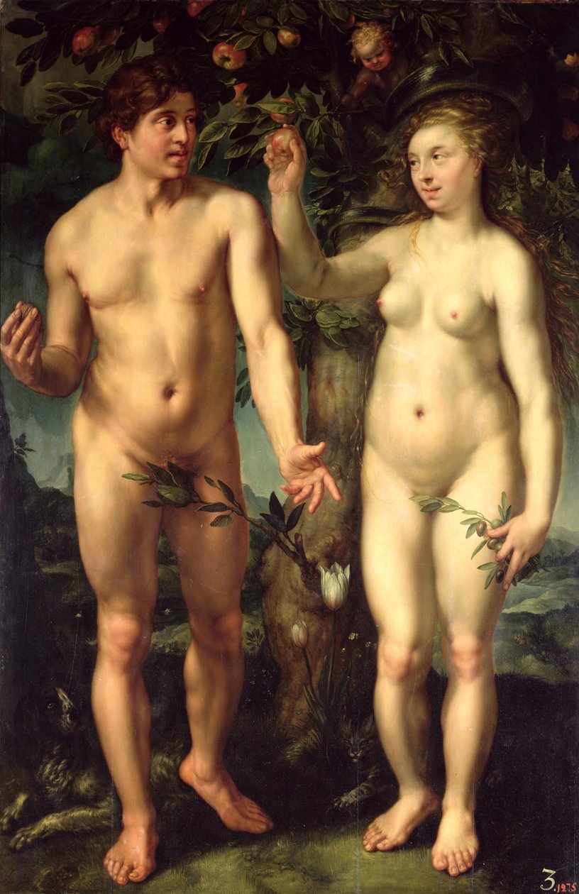 Adam en Eva, 1608 door Hendrik Goltzius