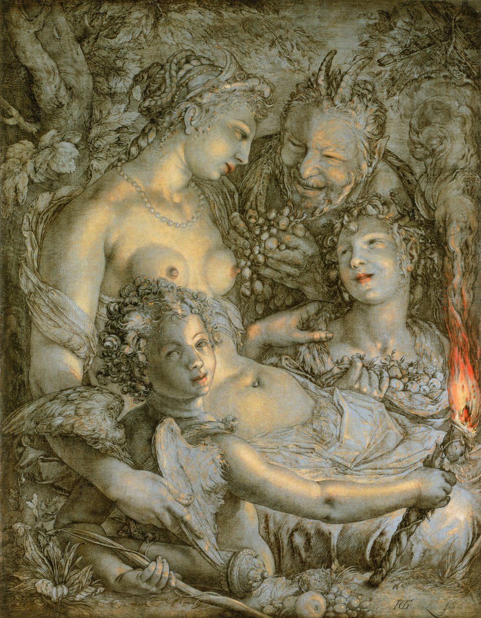 Zonder Ceres en Bacchus zou Venus bevriezen door Hendrik Goltzius