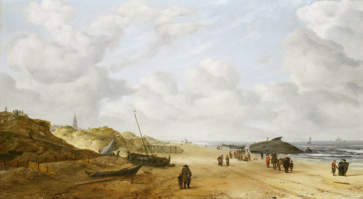 Gezicht op het strand van Scheveningen door Hendrick van Anthonissen