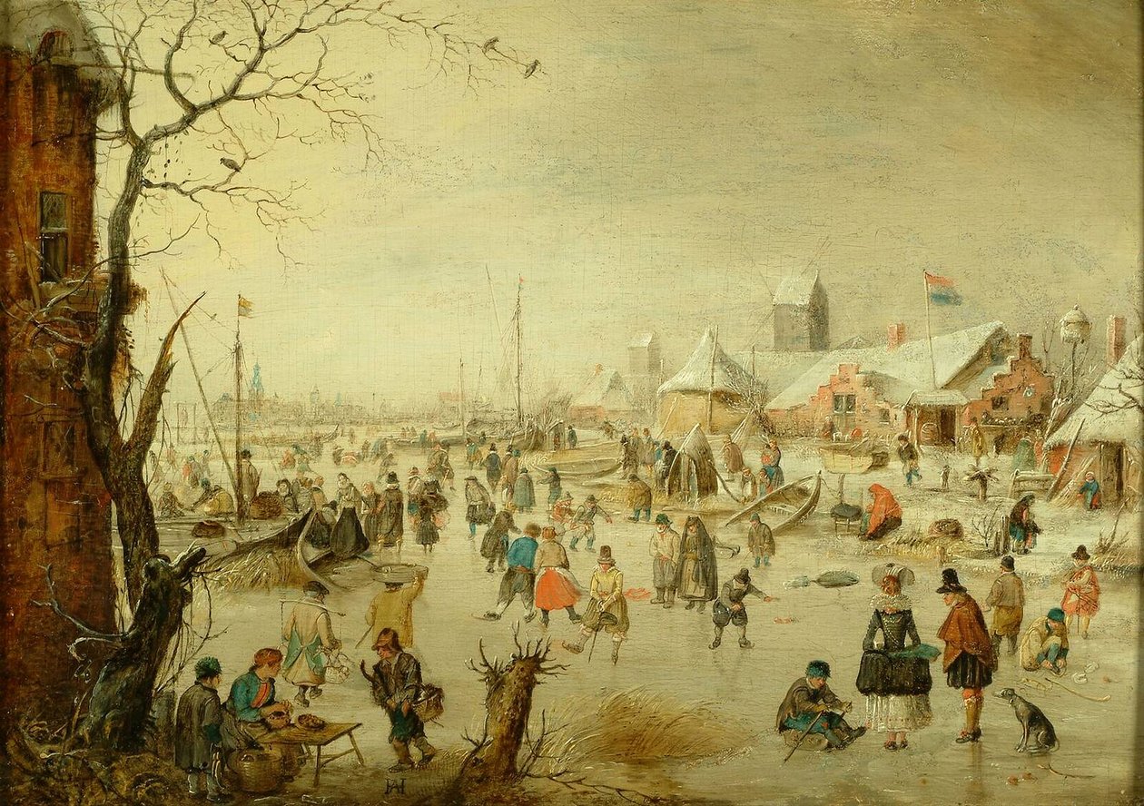Een scène op het ijs door Hendrick Avercamp