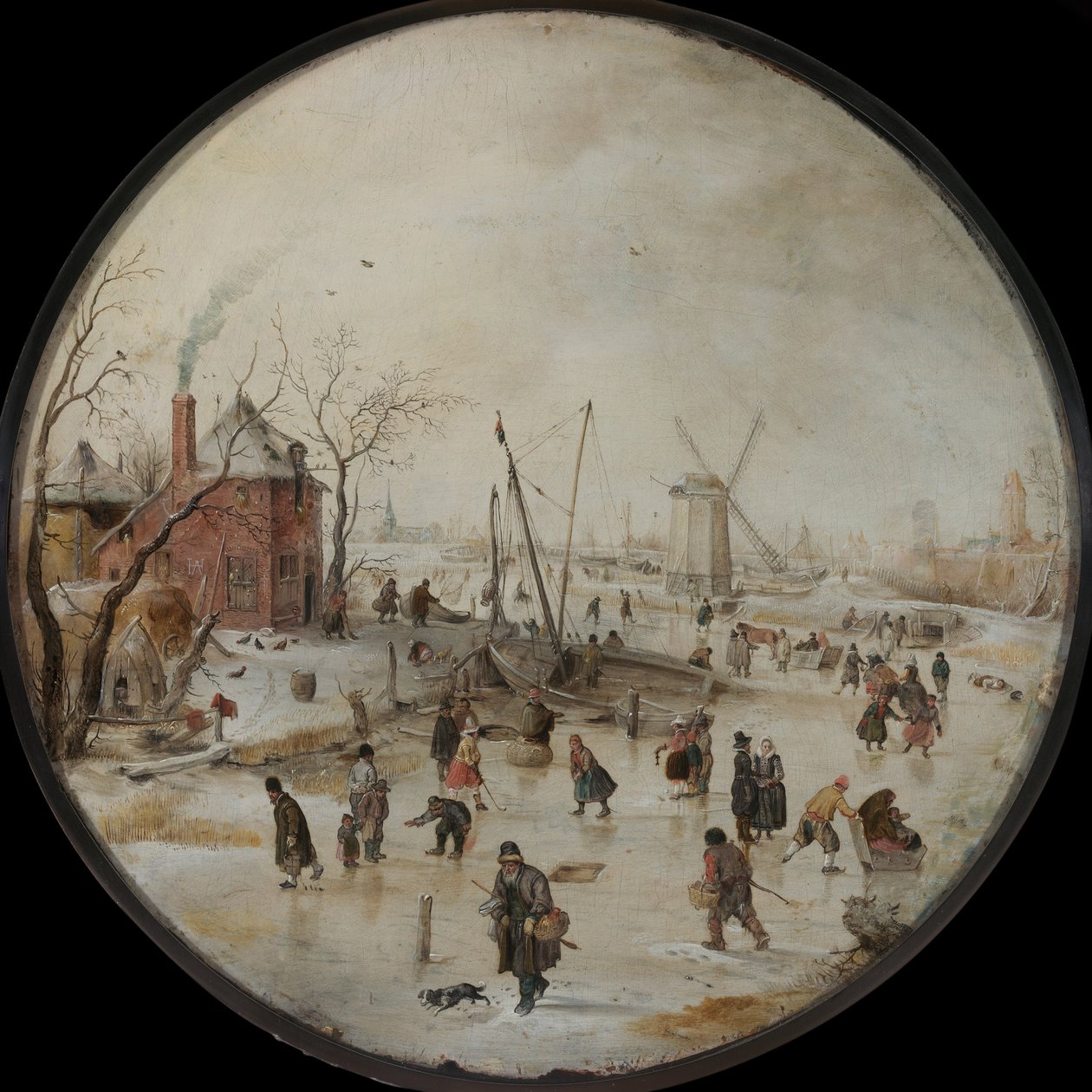 Bevroren rivier met schaatsers door Hendrick Avercamp