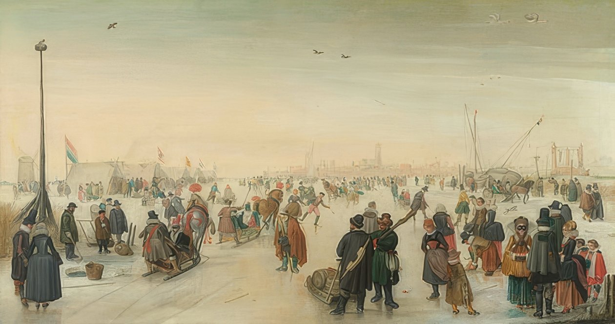Winterplezier buiten de stad door Hendrick Avercamp