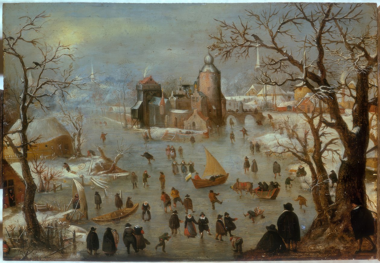 Winterlandschap met schaatsers door Hendrick Avercamp