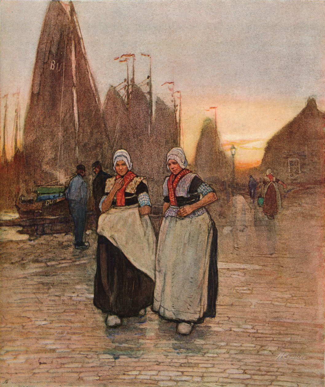 Aan de kade, ca. 1902 door Hendrick Cassiers