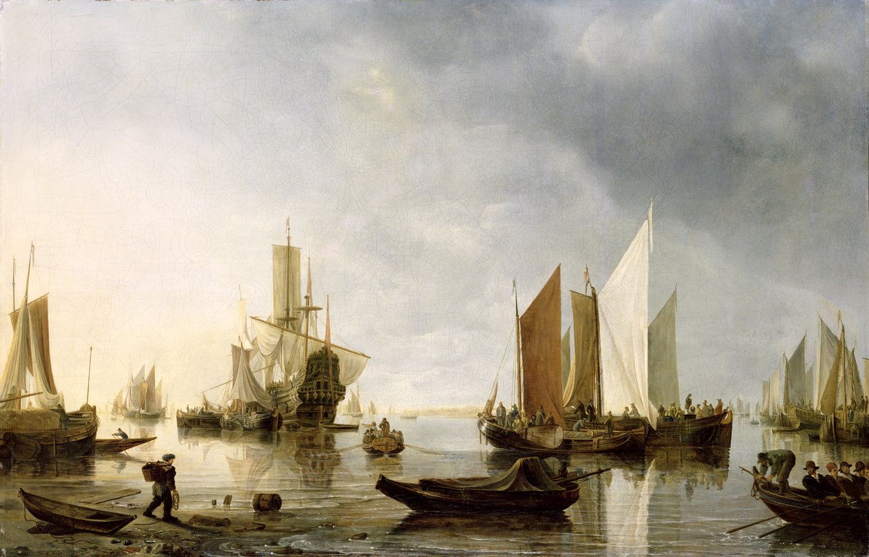 Haven met Geankerde Schepen, 1655-60 door Hendrick Dubbels