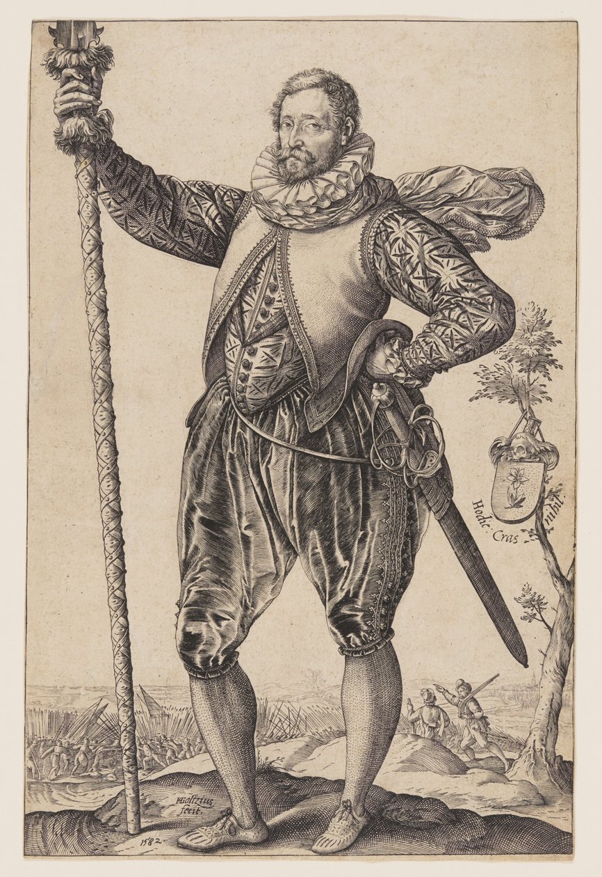 Een snoekman naar links door Hendrick Goltzius