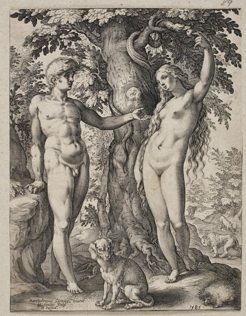 Adam en Eva door Hendrick Goltzius