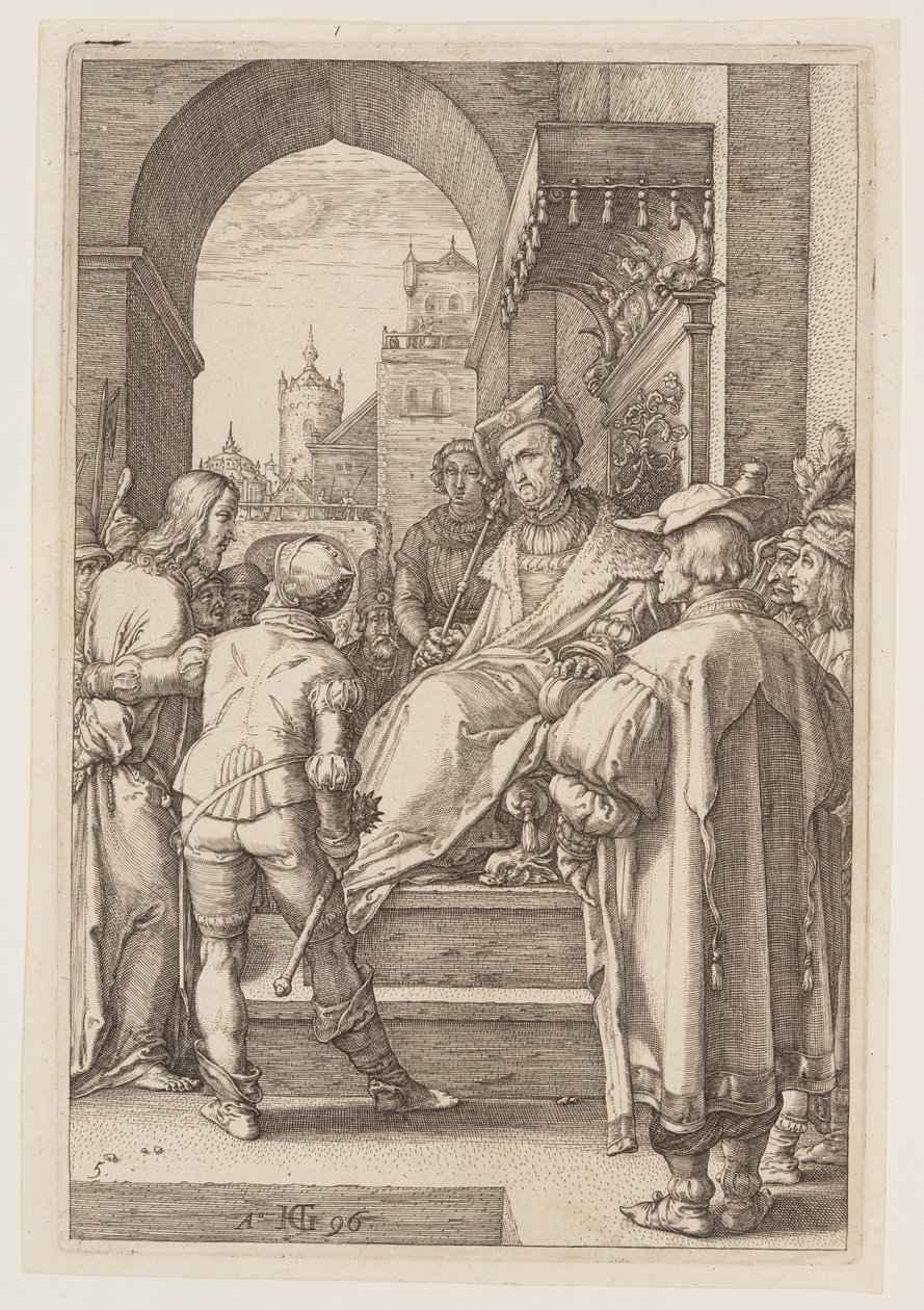 Christus voor Pilatus, uit The Passion door Hendrick Goltzius