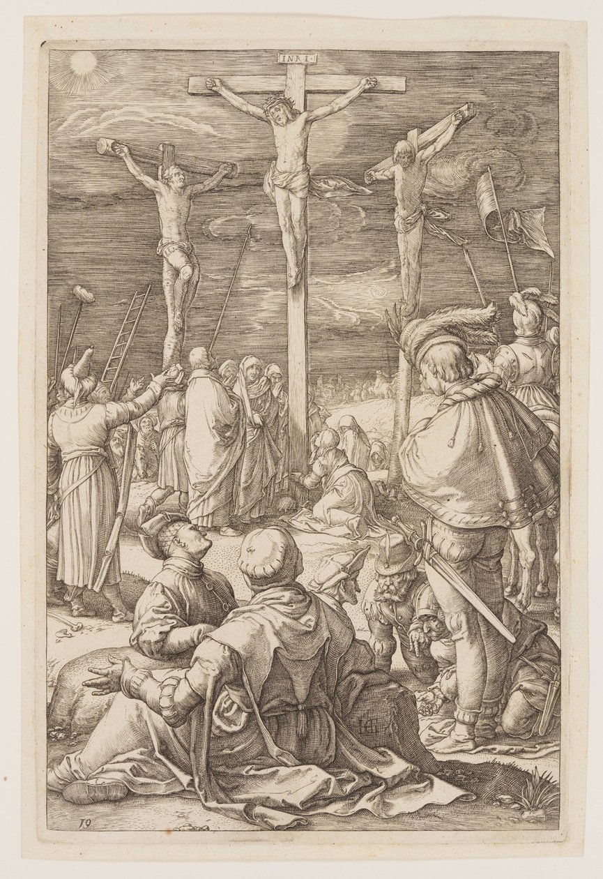 Christus aan het kruis, uit The Passion door Hendrick Goltzius