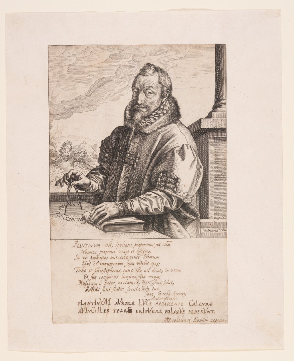 Christopher Plantin, uitgever in Antwerpen door Hendrick Goltzius
