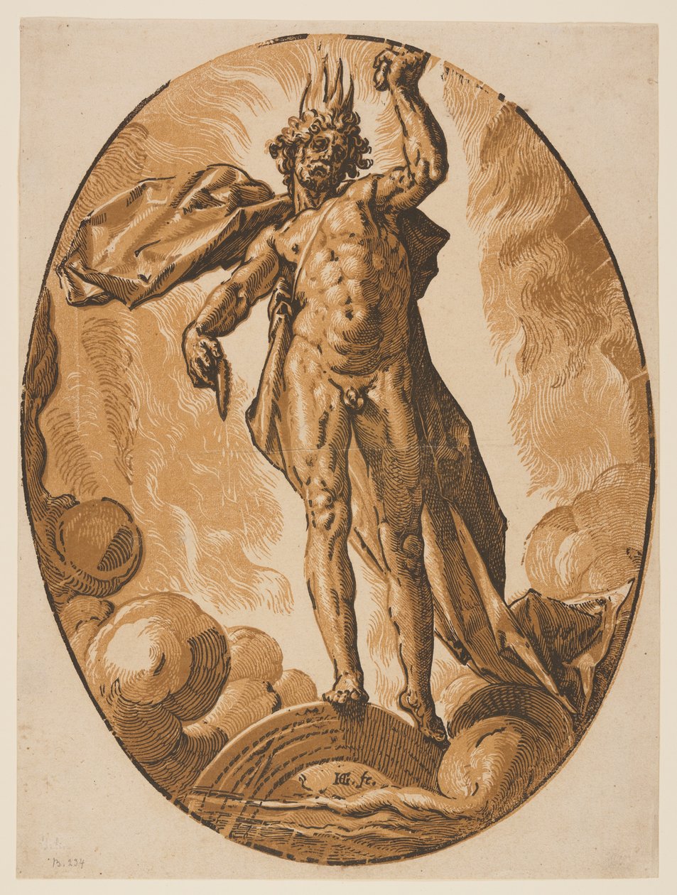 Helios, van De godheden door Hendrick Goltzius