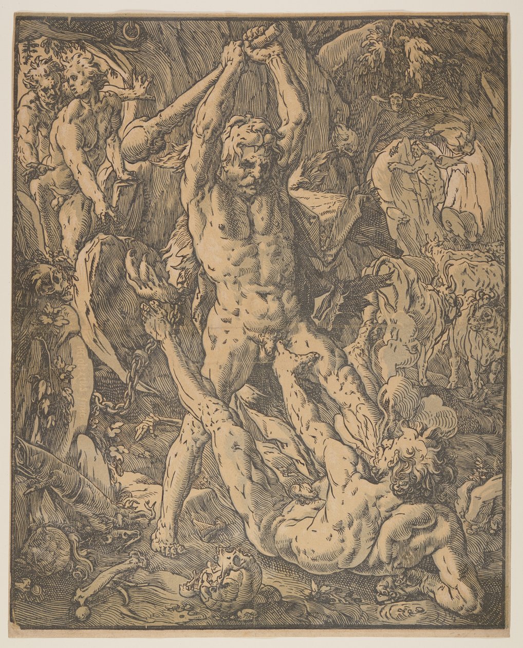 Hercules en Cacus door Hendrick Goltzius