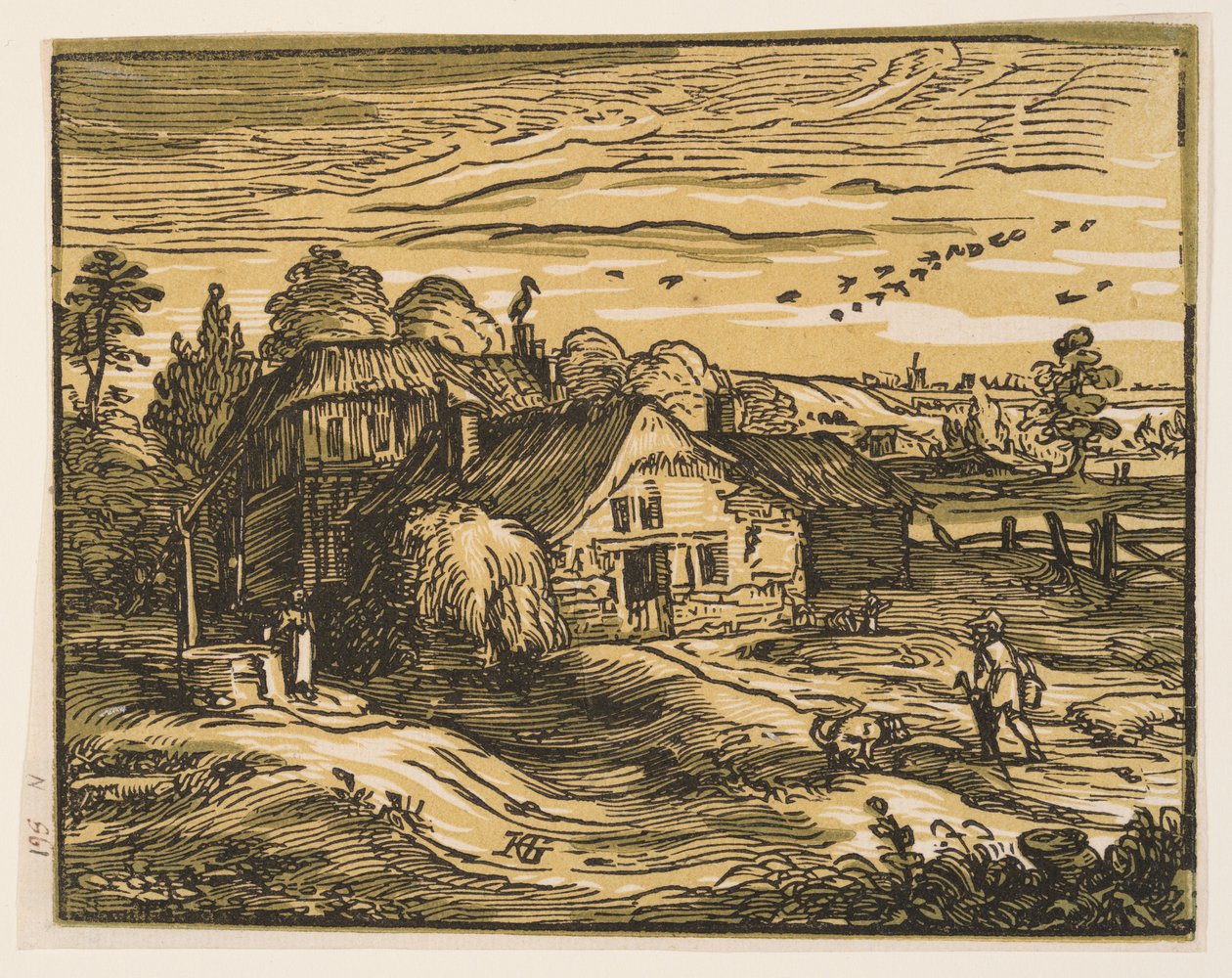 Landschap met boerderij door Hendrick Goltzius