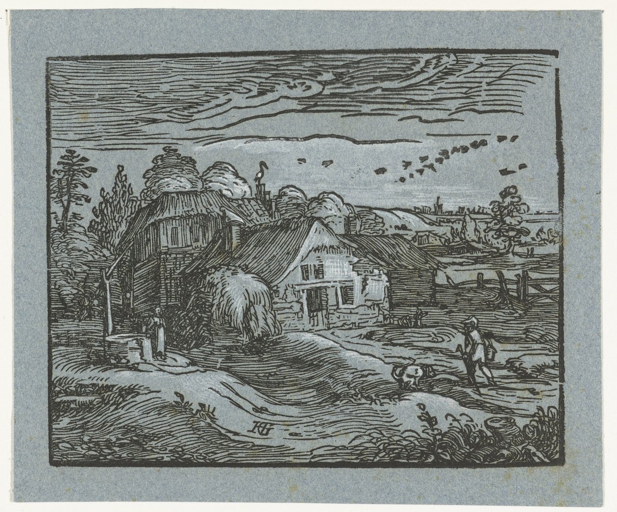 Landschap met boerderij door Hendrick Goltzius