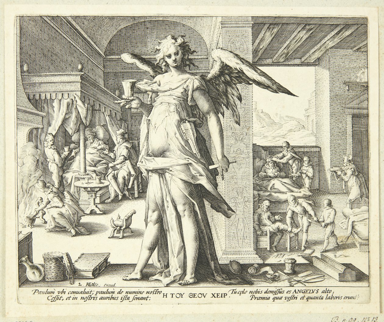 De Dokter als Engel door Hendrick Goltzius