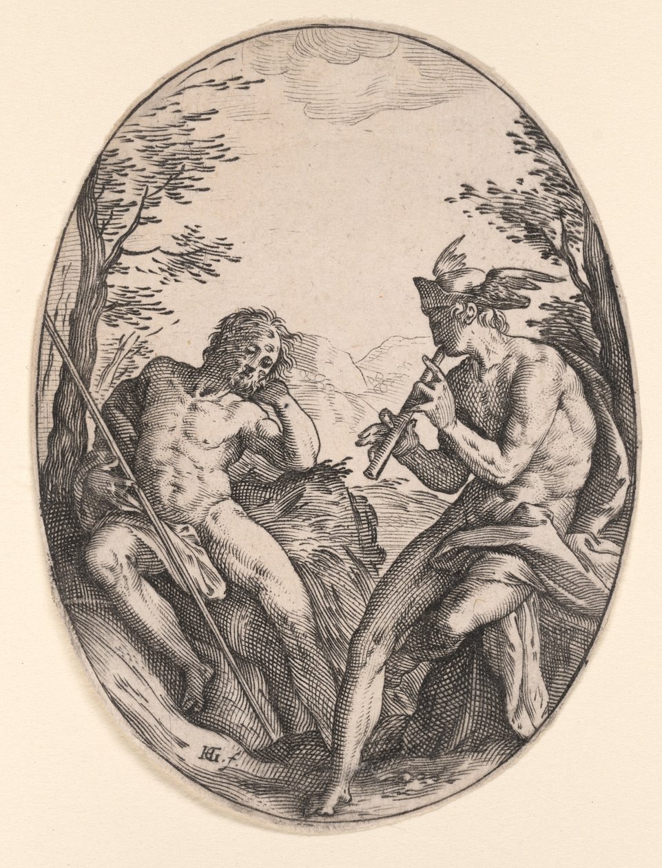 Mercurius en Argus door Hendrick Goltzius
