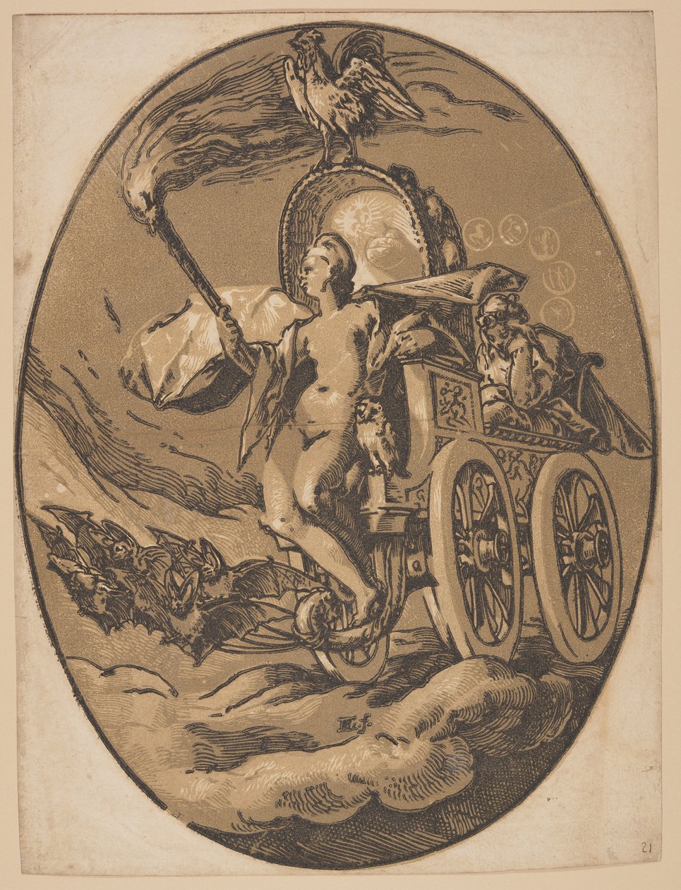 Nox, van De godheden door Hendrick Goltzius