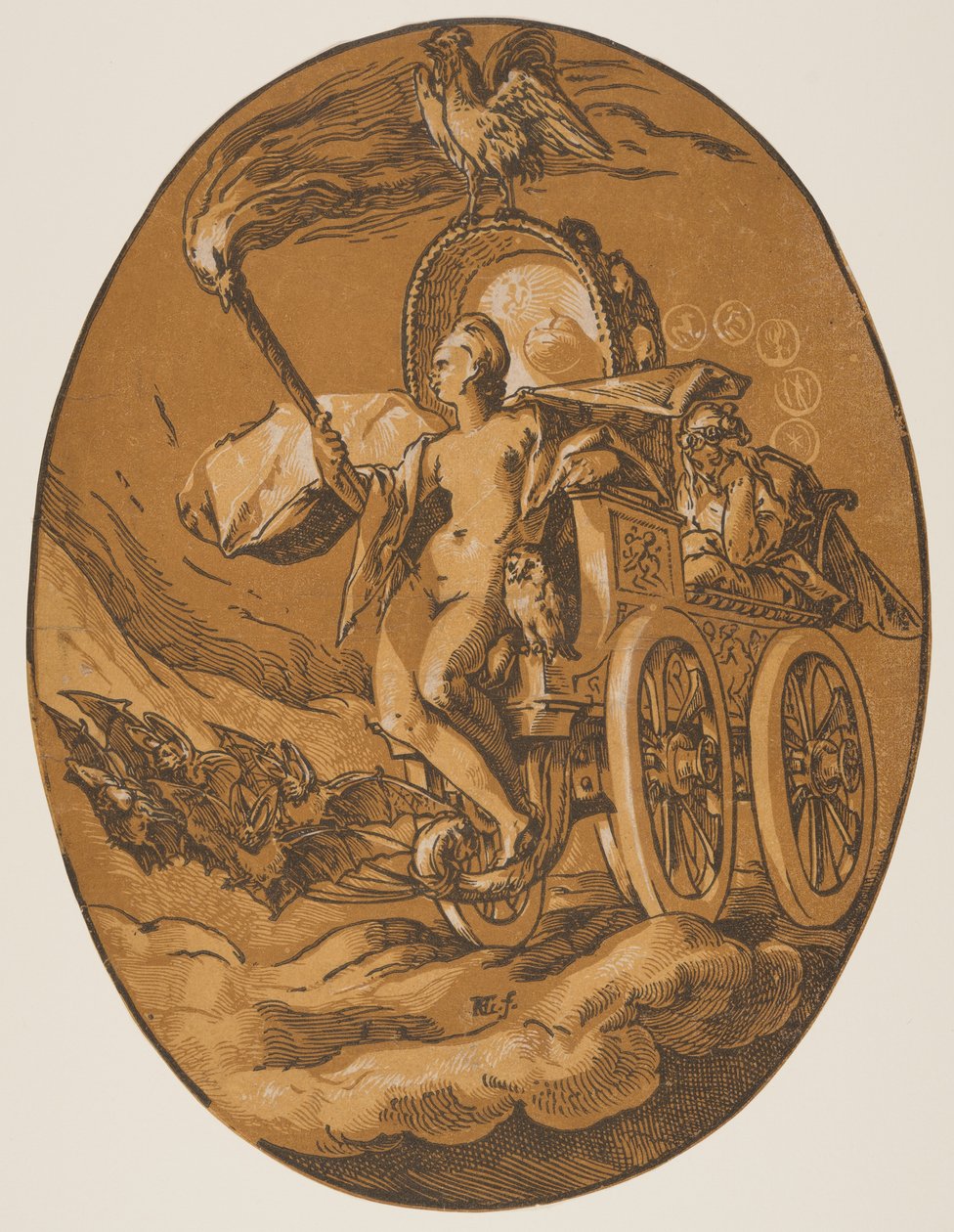 Nox, van De godheden door Hendrick Goltzius