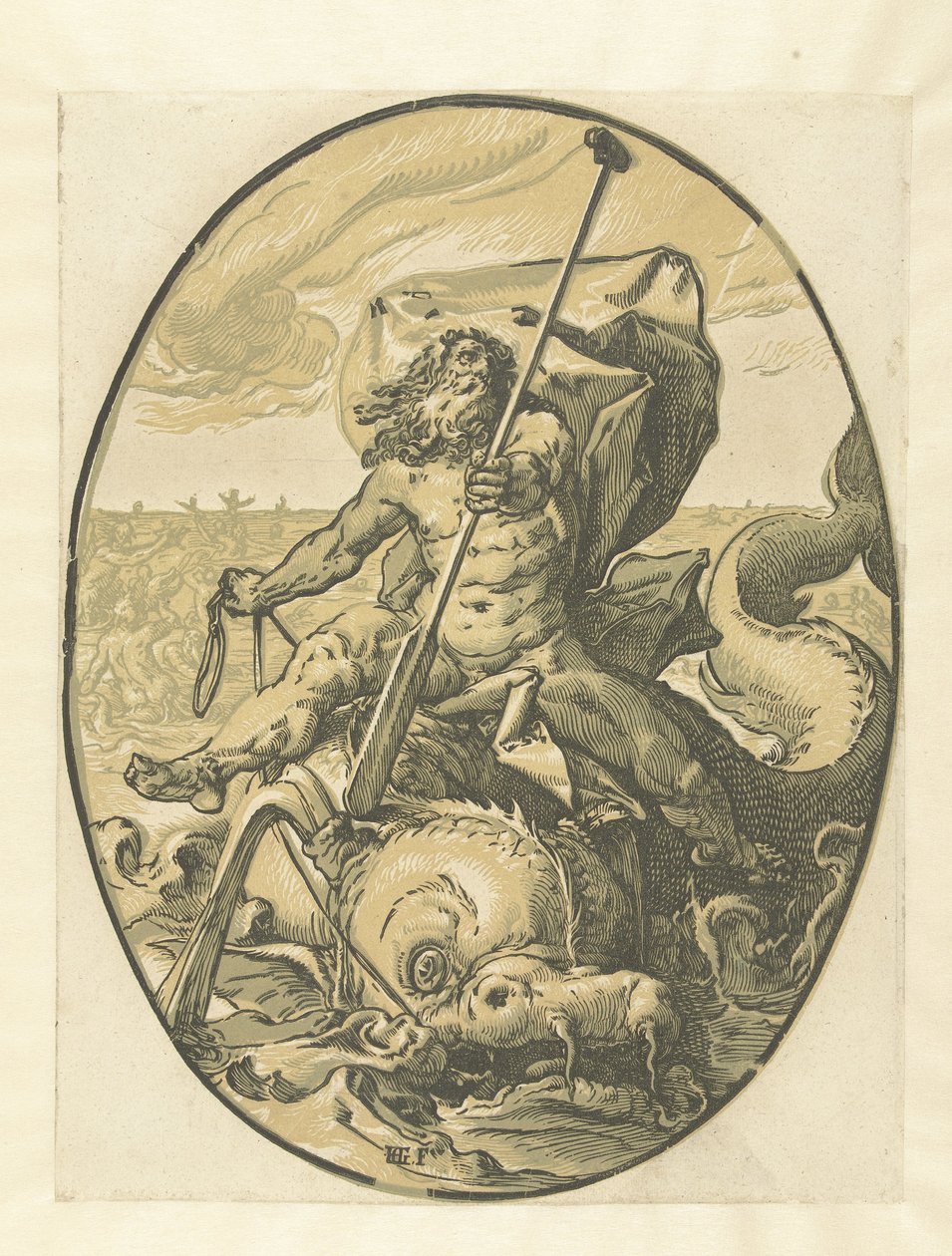Oceanus door Hendrick Goltzius
