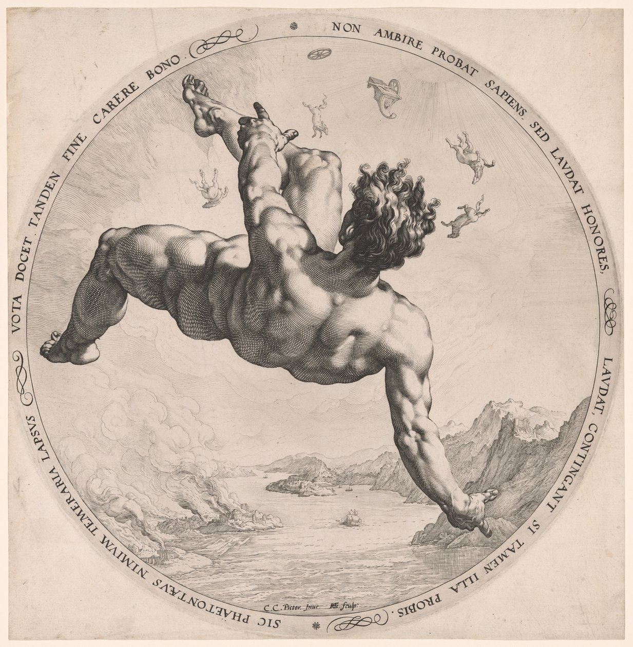 Phaeton, uit De vier schandknapen door Hendrick Goltzius