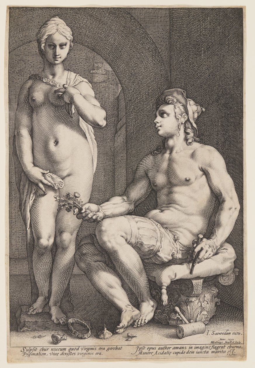 Pygmalion en Galatea door Hendrick Goltzius