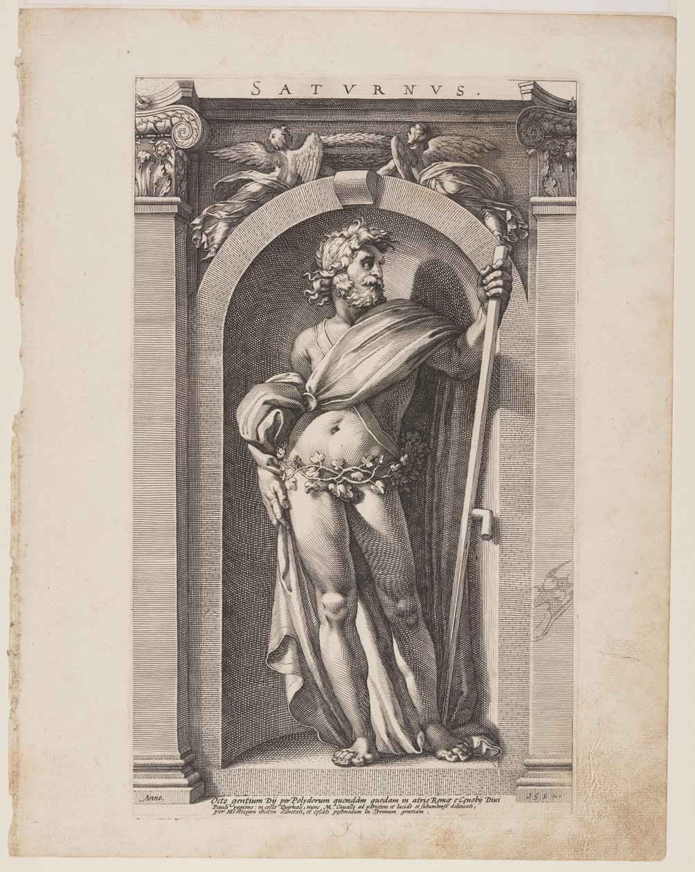 Saturnus (Saturnus), uit Acht Heidense Goden door Hendrick Goltzius