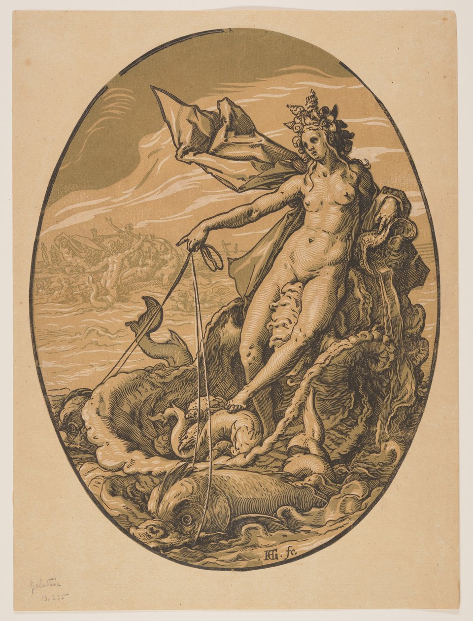 Tethys, van De godheden door Hendrick Goltzius