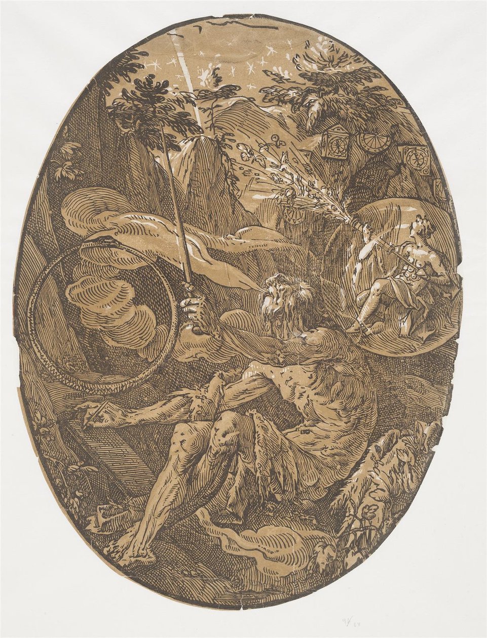 De Grot van de Eeuwigheid (De Tovenaar) door Hendrick Goltzius