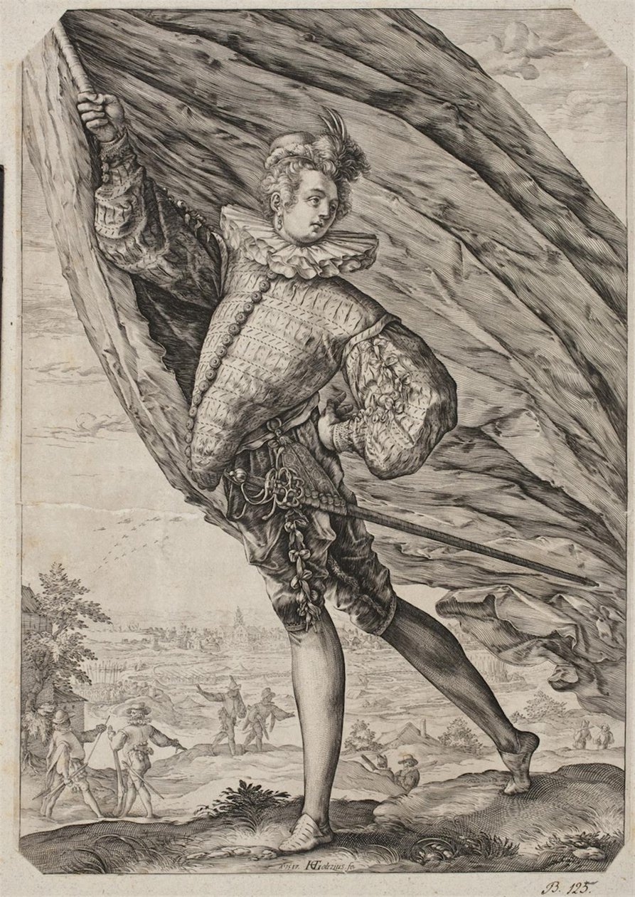 De grote vaandeldrager door Hendrick Goltzius