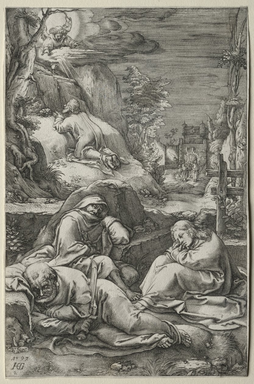 De Passie: De Agonie in de Tuin door Hendrick Goltzius